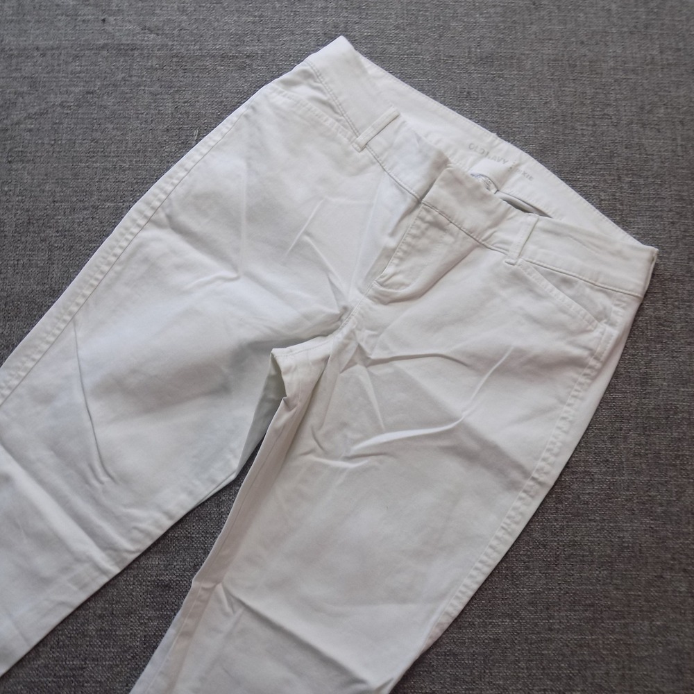 Old Navy Pixie Chino Pants Womens 2 White Good Slim Ankle Mid Rise Stretch